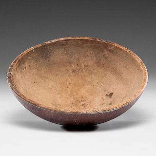 Wooden Bowl With Original Red Paint