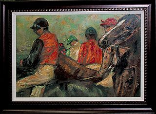 Jockeys & Horses after Edgar Degas Limited Edition ink on canvas hand embellished