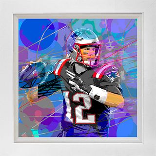 Hand embellished canvas David Lloyd Glover  Tom Brady Superbowl Patriots