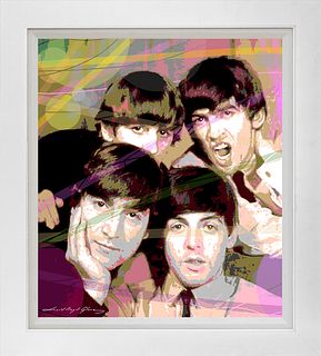 Mixed media original on canvas by David Lloyd Glover The Fab Four The Beatles