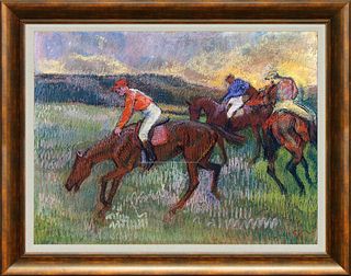Horses Hand Embellished on canvas Edgar Degas