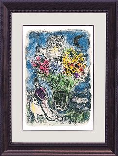 Marc Chagall-Limited Edition Lithograph after Chagall-Night Bouquet