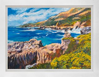 California Coast Highway Mixed Media original on canvas David Lloyd Glover