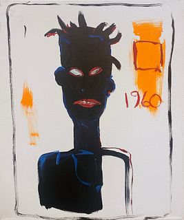 Oil on canvas in the style of Jean Michel Basquiat