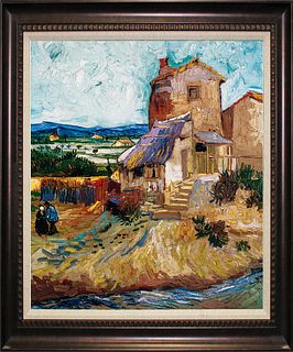 After Vincent Van Gogh Lithograph-The Old Mill on canvas