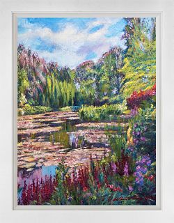 Spring Flowers from Monet's Garden Mixed Media original on canvas David Lloyd Glover