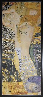 After Gustav Klimt- Water Serpents II oil and ink on canvas  Limited Edition Hand embellished