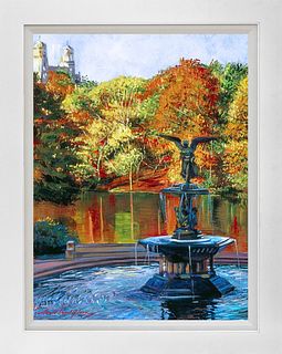Fountain at Central Park  Mixed Media Original by David Lloyd Glover