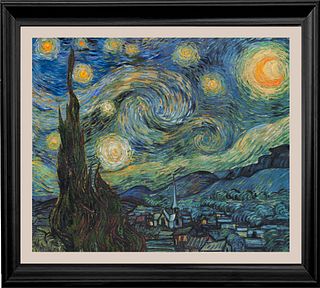 After Vincent Van Gogh-Limited Edition on canvas Starry Night Hand embellished