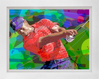 Tiger Woods Swing Limited Edition on canvas by David Lloyd Glover