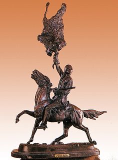 Frederic Remington Buffalo Signal Bronze Sculpture
