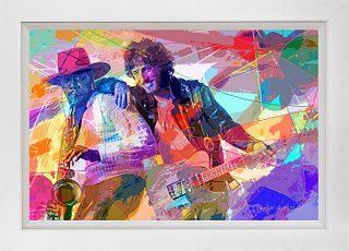 Bruce Springsteen and Clemons Hand embellished on canvas by David Lloyd Glover  Bruce Springsteen and Clemons