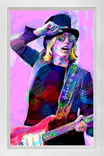 Tom Petty Top Hat Mixed Media Original canvas by David Lloyd Glover