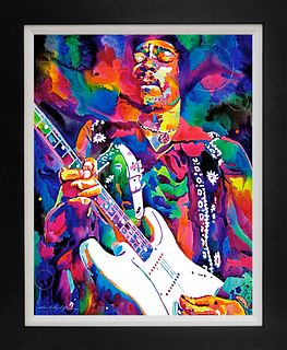 Jimi Hendrix Purple  Hand embellished canvas by David Lloyd Glover