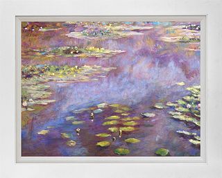 Giverny Nympheas Hand embellished  canvas by David Lloyd Glover