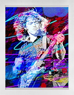 Mixed Media original on canvas David Lloyd Glover Rory Gallagher Blues