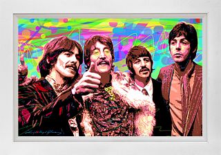 Mixed Media Original on canvas by David Lloyd Glover Psychedelic Beatles