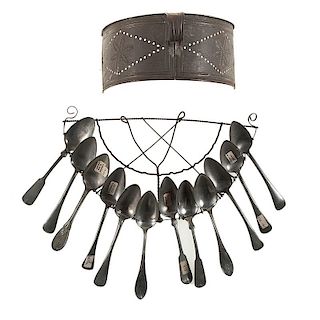 Wire Spoon Rack with Spoons and Tin Curfew