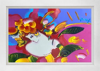 Peter Max  Mixed Media on paper Flower Blossom Lady