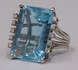JEWELRY. GIA 40+ct Aquamarine and Diamond Ring.