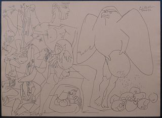 Style of Pablo Picasso:  Mythological Scene (Battle of War and Peace