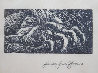 Howard Besnia: Sleeping Giant (Wood Engraving of Cropped Face)