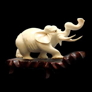 African Carved Elephant Figurine