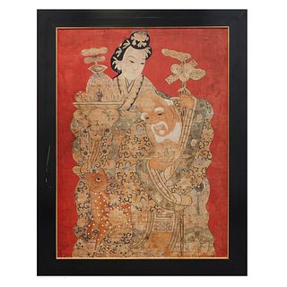 Large 20th C. Chinese Gongbi Silk Painting