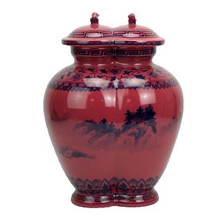Chinese Glazed Double Gourd Covered Vase