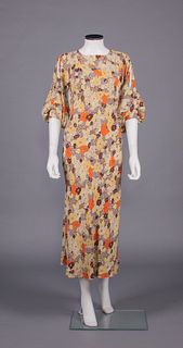 PRINTED TUB SILK AFTERNOON DRESS, 1930s