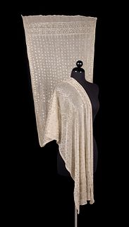 WHITE & SILVER ASSUIT SHAWL, 1910s
