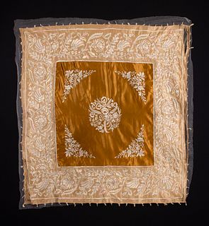 HAND EMBROIDERED SILK PANEL, OTTOMAN, LATE 19TH C