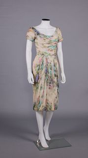 CEIL CHAPMAN SILK CHIFFON PARTY DRESS, AMERICA, EARLY 1950s