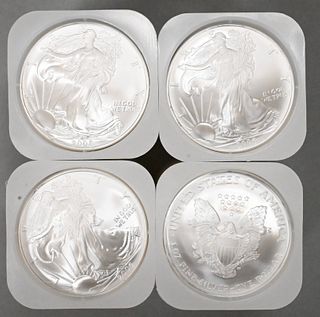 Four Rolls of 20-2006 1oz Silver American Eagle Dollar Coins BU