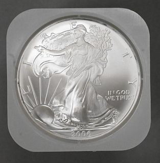 Roll of 20-2006 1oz Silver American Eagle Dollar Coins BU