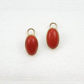 Pair of 14K Yellow Gold  & Coral Earrings.