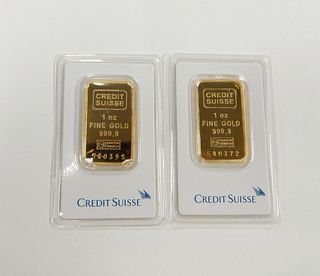 (2) Credit Suisse Fine Gold 1 Troy Ounce Gold Bars.