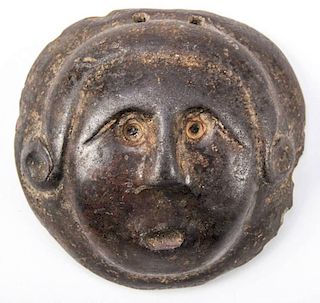 Ancient Cast Iron or Bronze Medallion of a Human Face