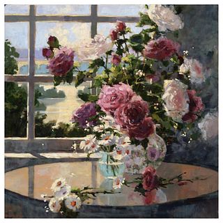 Marilyn Simandle, "Morning Roses" Hand Embellished