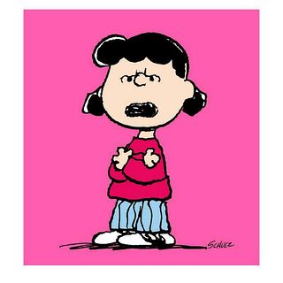 Peanuts, "Lucy: Pink" Hand Numbered Canvas (40"x44