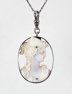 Sterling Cutout Cameo Pendant Necklace
