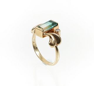 14K Tourmaline Diamond Ring by Cheryl Brooks