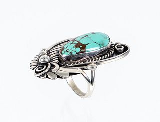 Navajo Sterling Silver Turquoise T Hasteen Ring