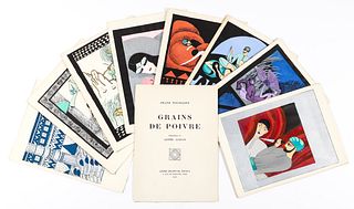 Jean Aghion 8 Pochoir Prints from Grains de Poivre 1927