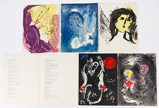 Marc Chagall 1962 Le Bible 5 Color Lithographs