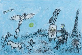 Marc Chagall The Painter and His Double 1981 Litho