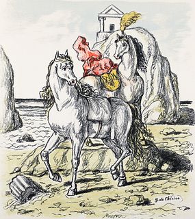 Giorgio de Chirico Cavalli su Una Spiaggia Antica Litho