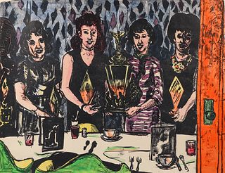 Bob Qualters Bowling Banquet Early Lithograph 1969