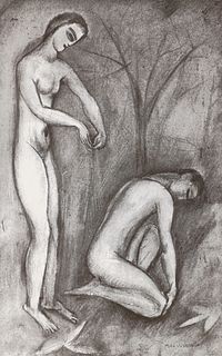 Max Weber Adam and Eve Signed Print 1/50