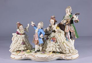 Antique Dresden Porcelain Figurine Grouping